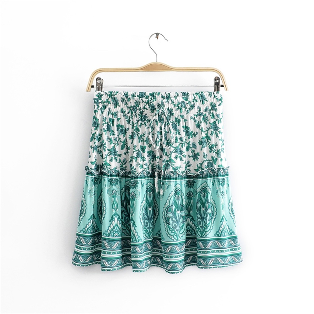 bohemian mint cami crop top ruffle skirt set - Picture 3 of 7